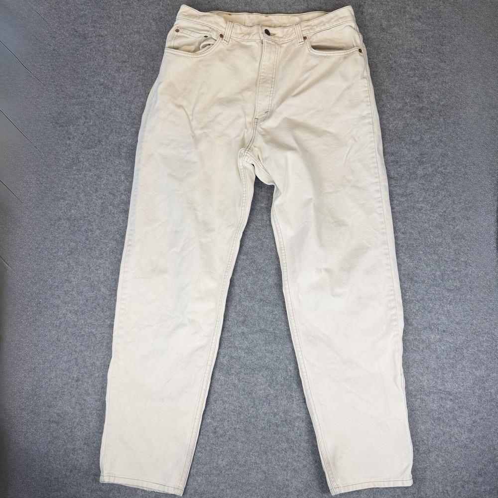 Levi's 550 Cream White Relaxed Tapered Men's Jeans 38x32 90s 80s Vintage